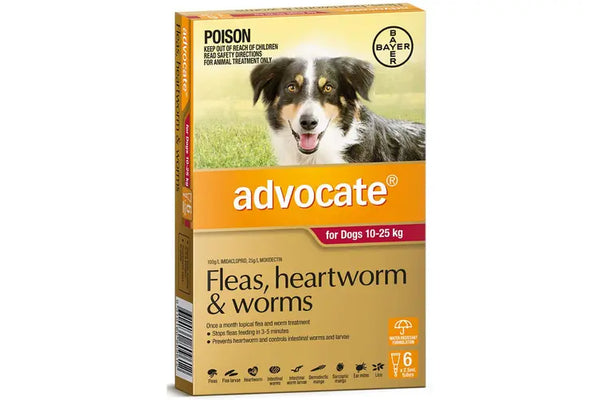 Advocate - Flea, Heartworm and Worm Control 'Dogs 10kg - 25kg' [6 x 2.5ml]