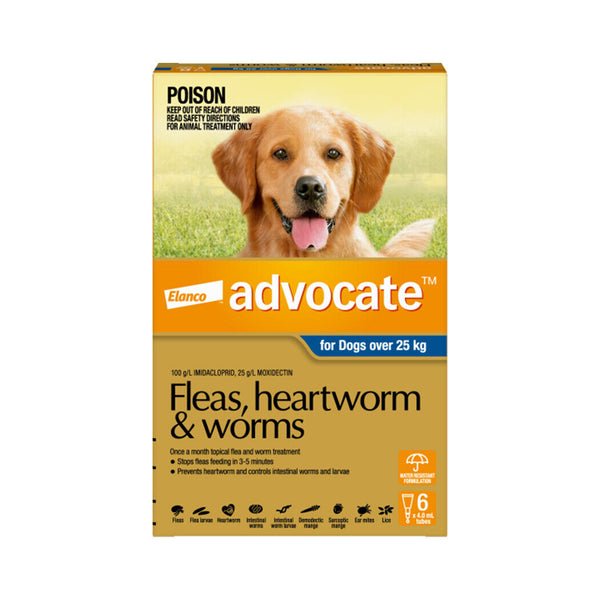 Advocate - Flea, Heartworm and Worm Control 'Dogs 25kg and over' [6 x 4.0ml]