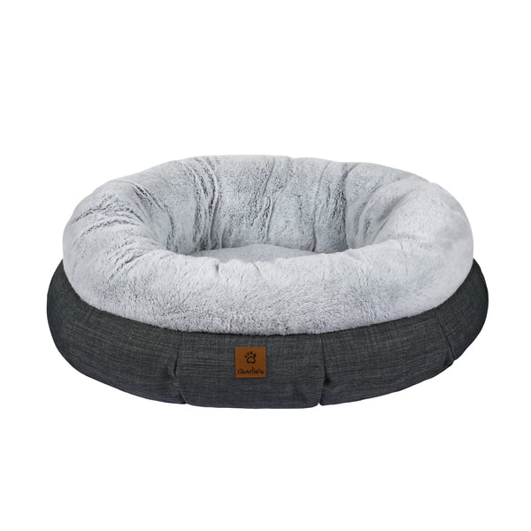 Charlie’s – Luxury Plush Round Donut Pet Bed – [Grey]