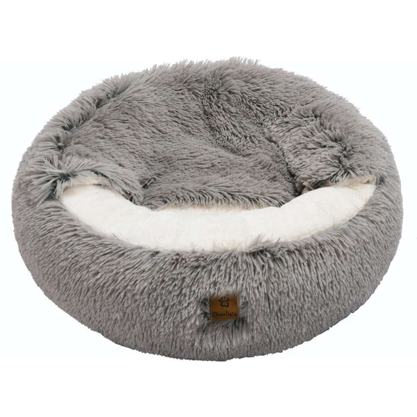 Charlie’s – Snookie Hooded Pet Bed – Faux Fur – [Grey]