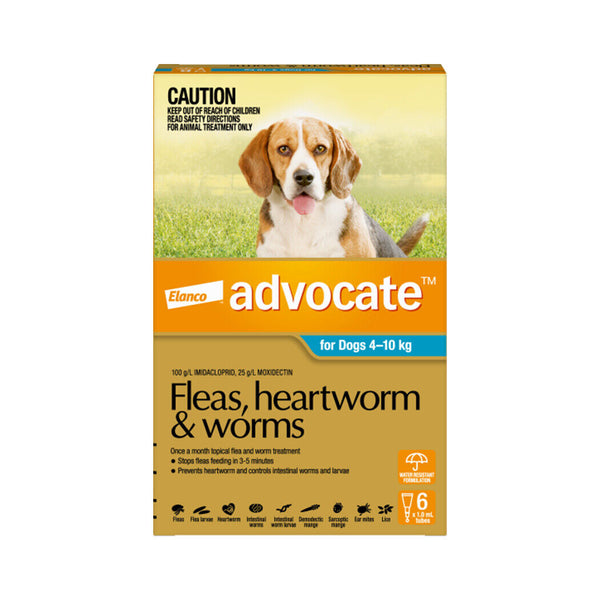 Advocate - Flea, Heartworm and Worm Control 'Dogs 4kg - 10kg ' [6 x 1.0ml]