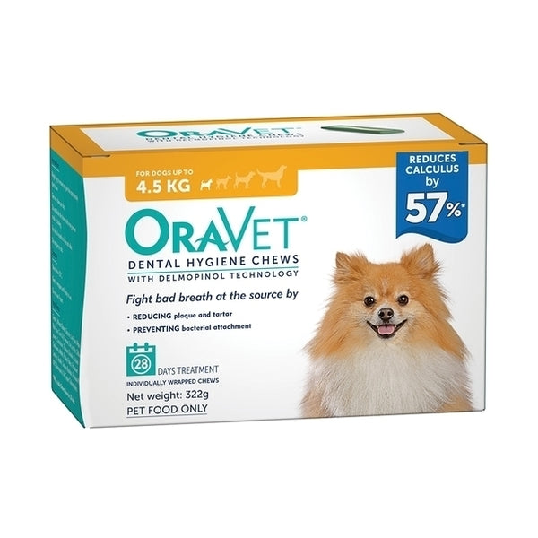Oravet Plaque & Tartar Control Chews 'For Dogs up to 4.5kg' [28-pack]