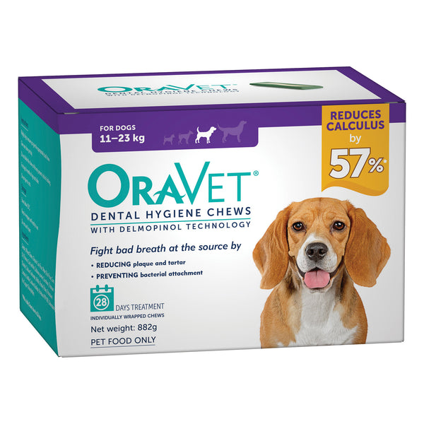 Oravet Plaque & Tartar Control Chews 'For Dogs 11-23kg' [28-pack]